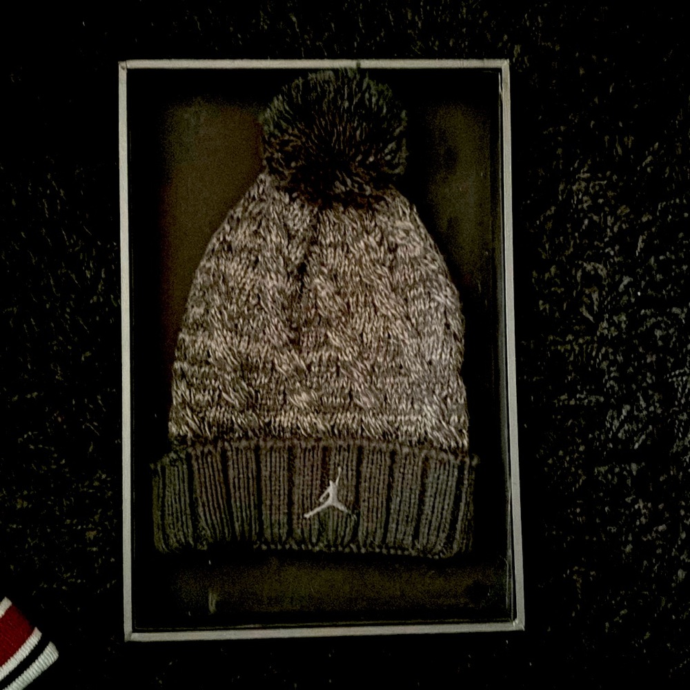 Youth Grey/Black Jorden Double Knit Cuff Pom Pom Beanie